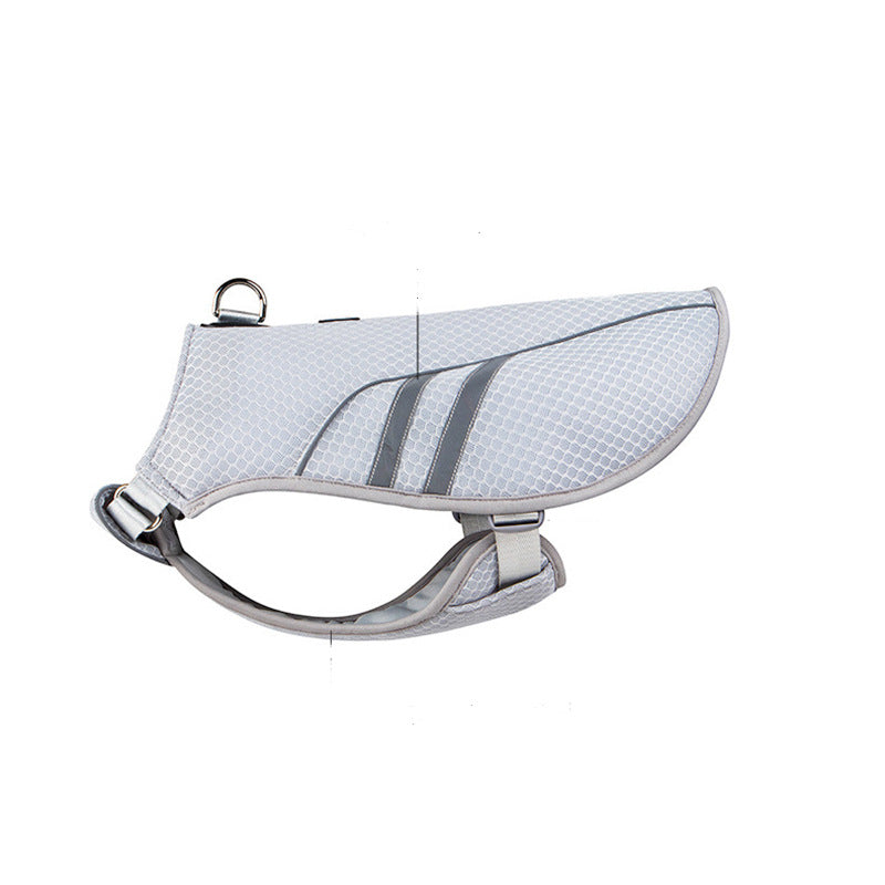 HKM-9706685 Breathable Light Gray Outdoor Pet Cooling Clothes ¨C Mesh Fabric, Adjustable Fit for All Sizes S-XL