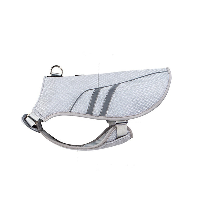 HKM-9706685 Breathable Light Gray Outdoor Pet Cooling Clothes ¨C Mesh Fabric, Adjustable Fit for All Sizes S-XL