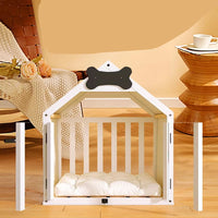 HKM-970771 Indoor Solid Wood Doghouse with Removable and Washable Canvas Cushion, Breathable and Comfortable Design
