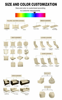 HKM-970835 Waterproof Outdoor Seat Cushions for Chaise Lounge Replacement, Square Pillow in Woven 100% Polyester