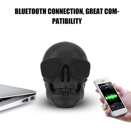 HKM-970963 Creative Skull Head Wireless Bluetooth Subwoofer Speaker - Black, Plastic Material
