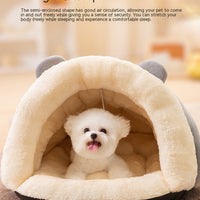 HKM-9710141 Cozy Round Ears Plush Slippers for Dogs - Soft Comfortable Mat in Gray and Green