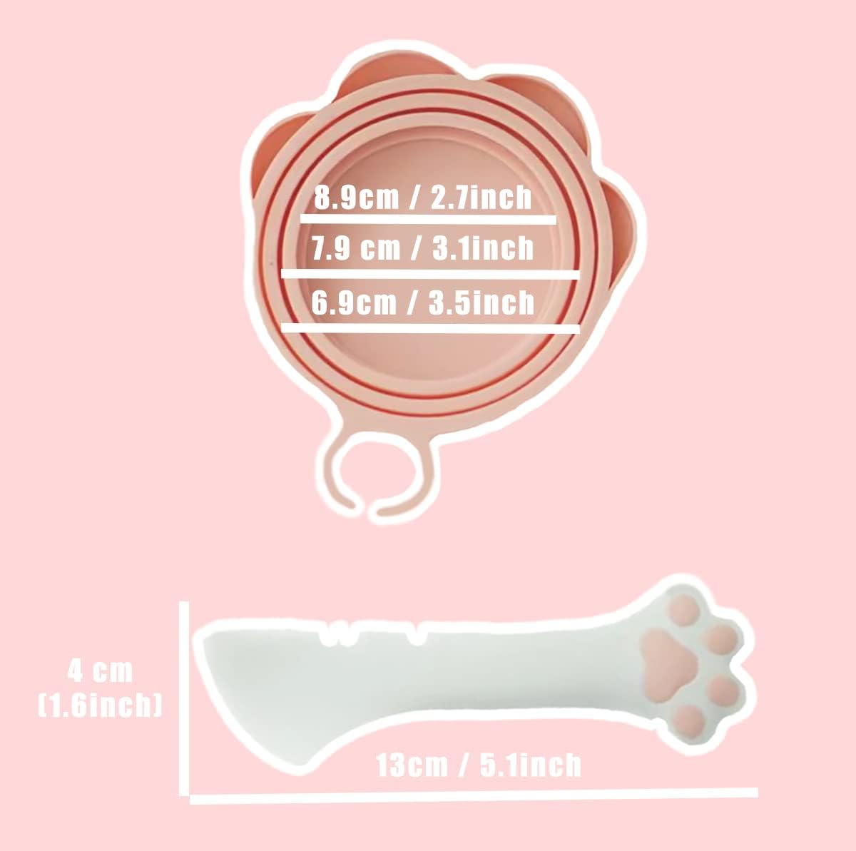 HKM-9713341 Cute Pink Cat Food Can Lid with Spoon for Easy Wet Food Storage