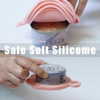 HKM-9713341 Cute Pink Cat Food Can Lid with Spoon for Easy Wet Food Storage