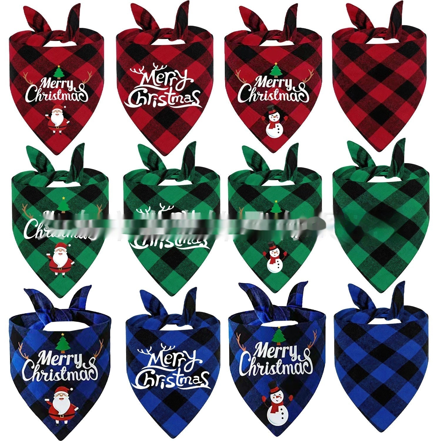 HKM-9713469 Christmas Pet Triangle Plaid Towel in Various Patterns and Colors