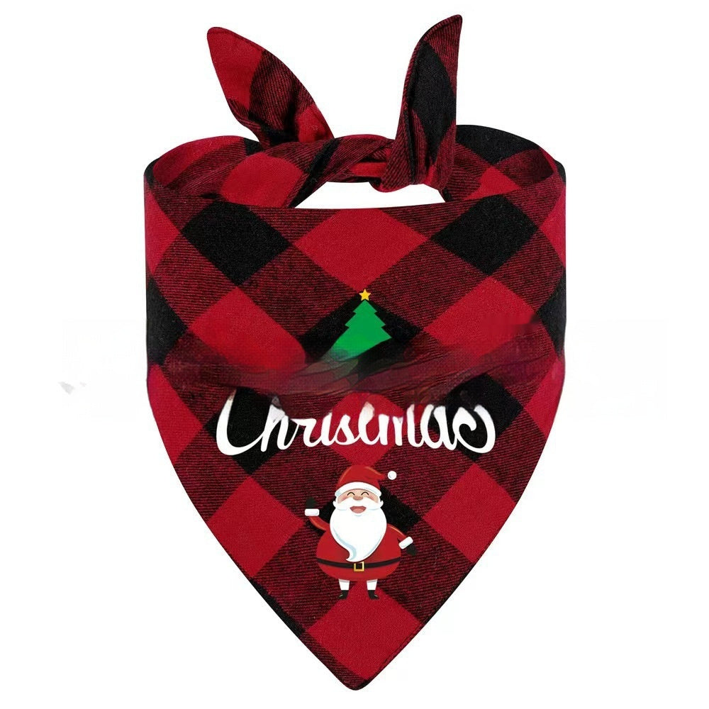 HKM-9713469 Christmas Pet Triangle Plaid Towel in Various Patterns and Colors