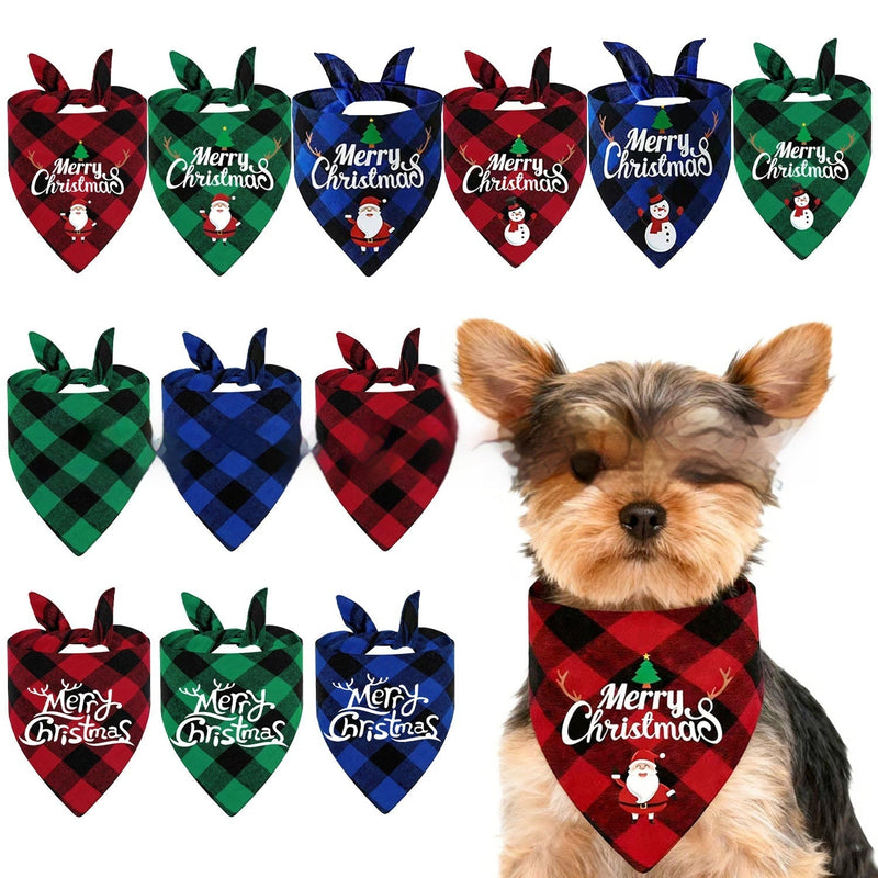 HKM-9713469 Christmas Pet Triangle Plaid Towel in Various Patterns and Colors