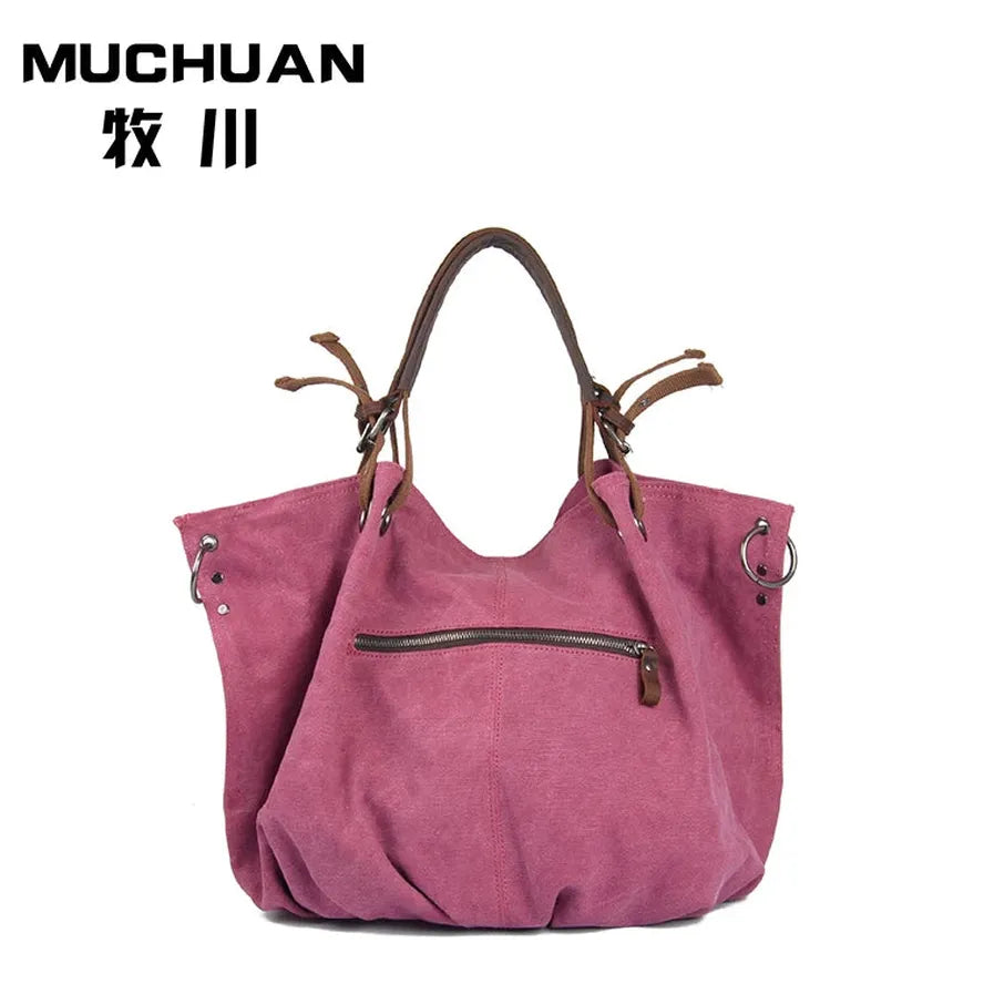 HKM-971539 Eco-Friendly Cotton Canvas Tote Handbag for Women - Size 32cm x 12cm x 38cm