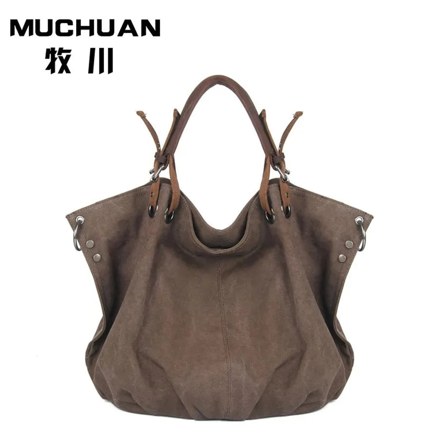 HKM-971539 Eco-Friendly Cotton Canvas Tote Handbag for Women - Size 32cm x 12cm x 38cm