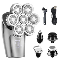 HKM-971539 Men's 5-in-1 Electric Razor with LED Display and 4 Shaving Heads, Washable Whole Body Grooming Tool
