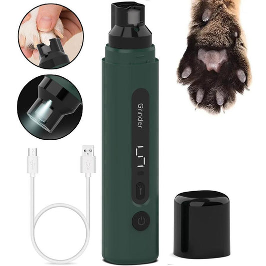 HKM-971539 Rechargeable Electric Dog Nail Grinder with 5-Speed Settings and LED Light for Safe and Quiet Pet Grooming