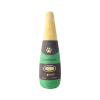 HKM-9715517 Bite-Resistant Plush Dog Toy in Champagne Bottle Design - Green, Yellow, Wine Red