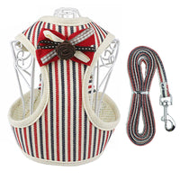 HKM-9715645 Adjustable Pet Harness with Bow Tie for Small & Medium Pets - Stripe Design
