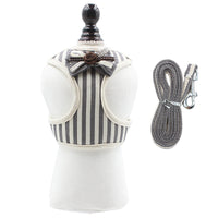 HKM-9715645 Adjustable Pet Harness with Bow Tie for Small & Medium Pets - Stripe Design