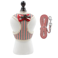 HKM-9715645 Adjustable Pet Harness with Bow Tie for Small & Medium Pets - Stripe Design