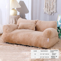 HKM-9715901 Cozy Winter Cat Sofa Bed with Thick Backrest and Soft Pillow for Small to Medium Pets