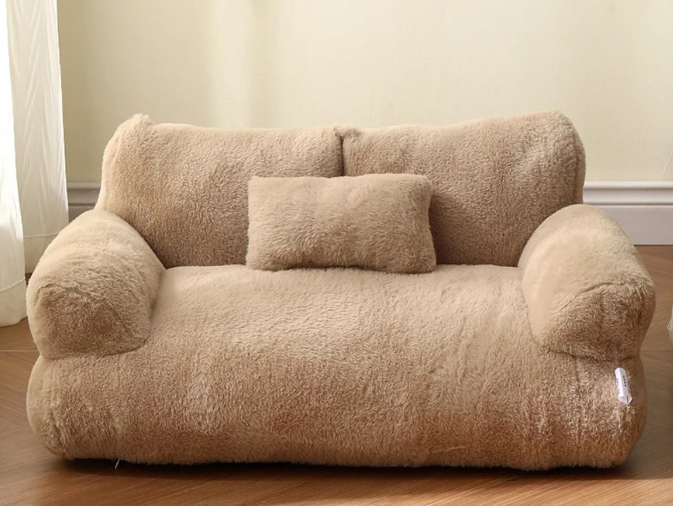 HKM-9715901 Cozy Winter Cat Sofa Bed with Thick Backrest and Soft Pillow for Small to Medium Pets