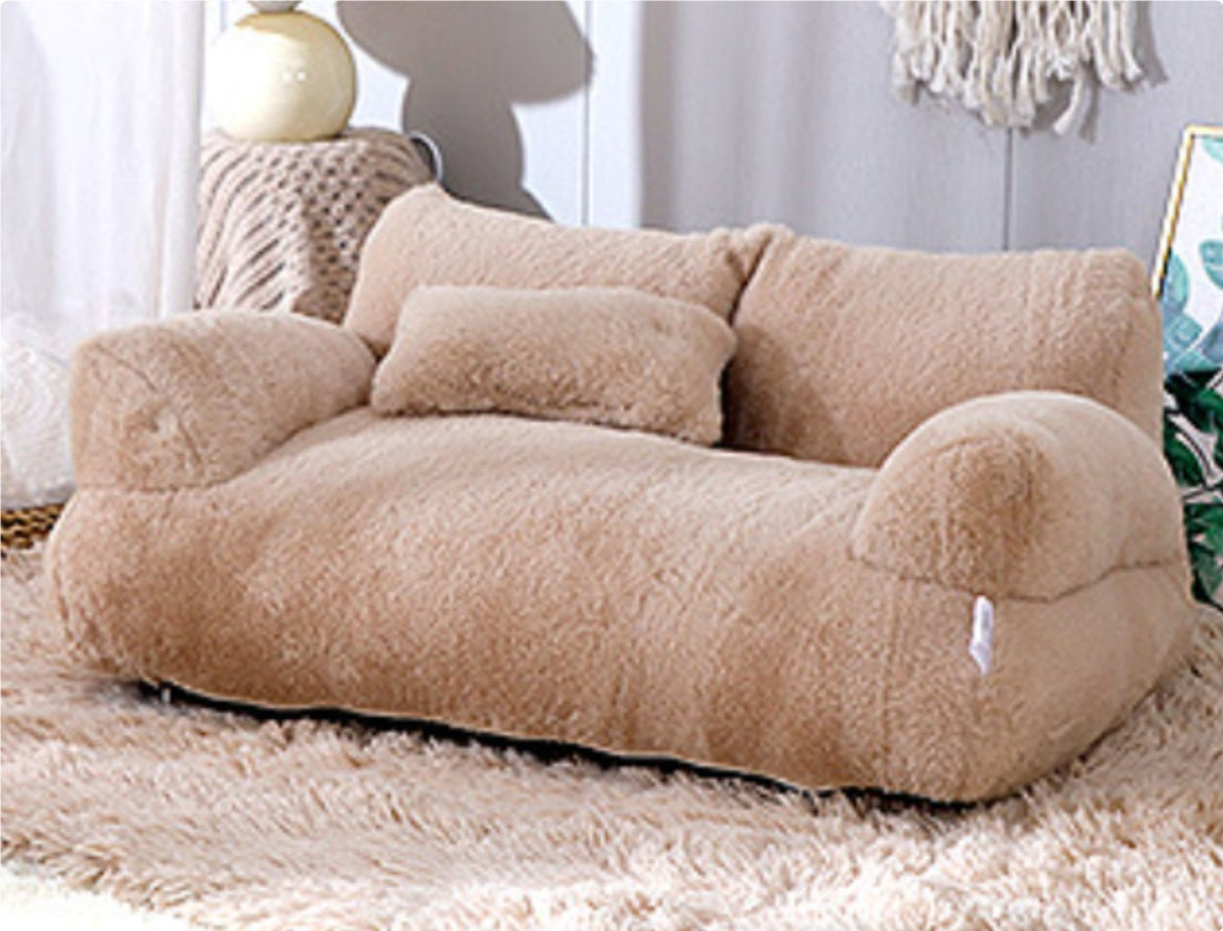 HKM-9715901 Cozy Winter Cat Sofa Bed with Thick Backrest and Soft Pillow for Small to Medium Pets