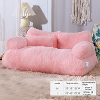 HKM-9715901 Cozy Winter Cat Sofa Bed with Thick Backrest and Soft Pillow for Small to Medium Pets