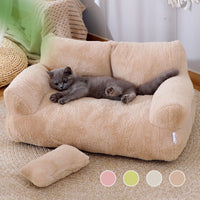 HKM-9715901 Cozy Winter Cat Sofa Bed with Thick Backrest and Soft Pillow for Small to Medium Pets