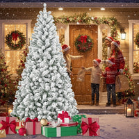 HKM-971603 5FT Snow-Flocked Artificial Christmas Tree with 407 PVC Tips and Metal Base for Home Décor