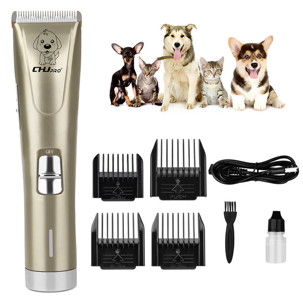 HKM-9717437 Professional Rechargeable Dog & Pet Hair Clipper with Titanium Ceramic Blade and Adjustable Guard Combs