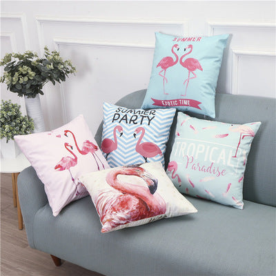 HKM-971859 Modern Minimalist Flamingo Cushion Cover in Cotton and Linen
