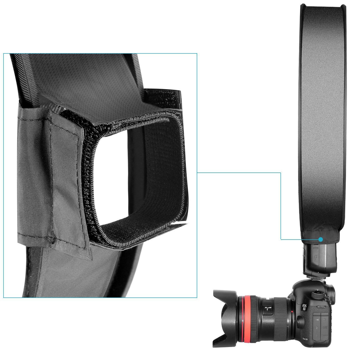 HKM-971859 On-Camera Flash Ring Soft Diffuser with Reflective Material, 30cm/40cm Size, 6x10cm Opening