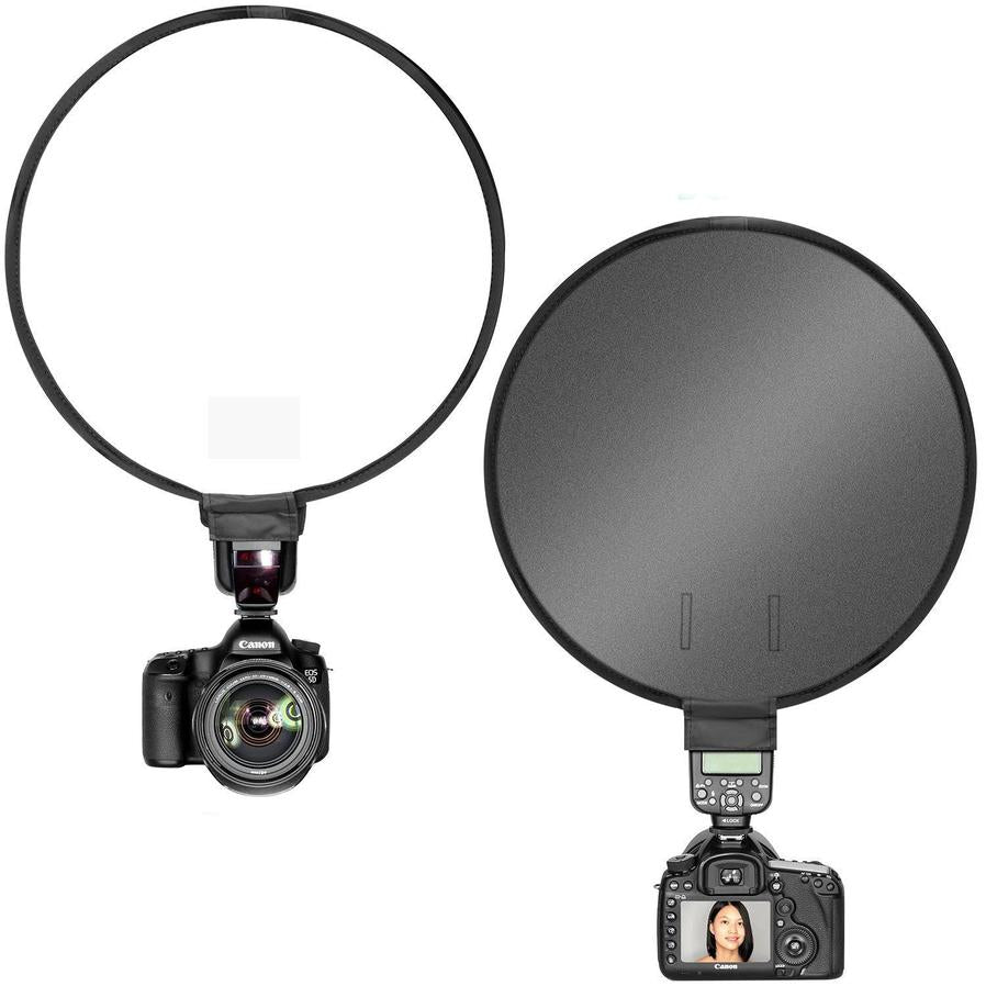 HKM-971859 On-Camera Flash Ring Soft Diffuser with Reflective Material, 30cm/40cm Size, 6x10cm Opening