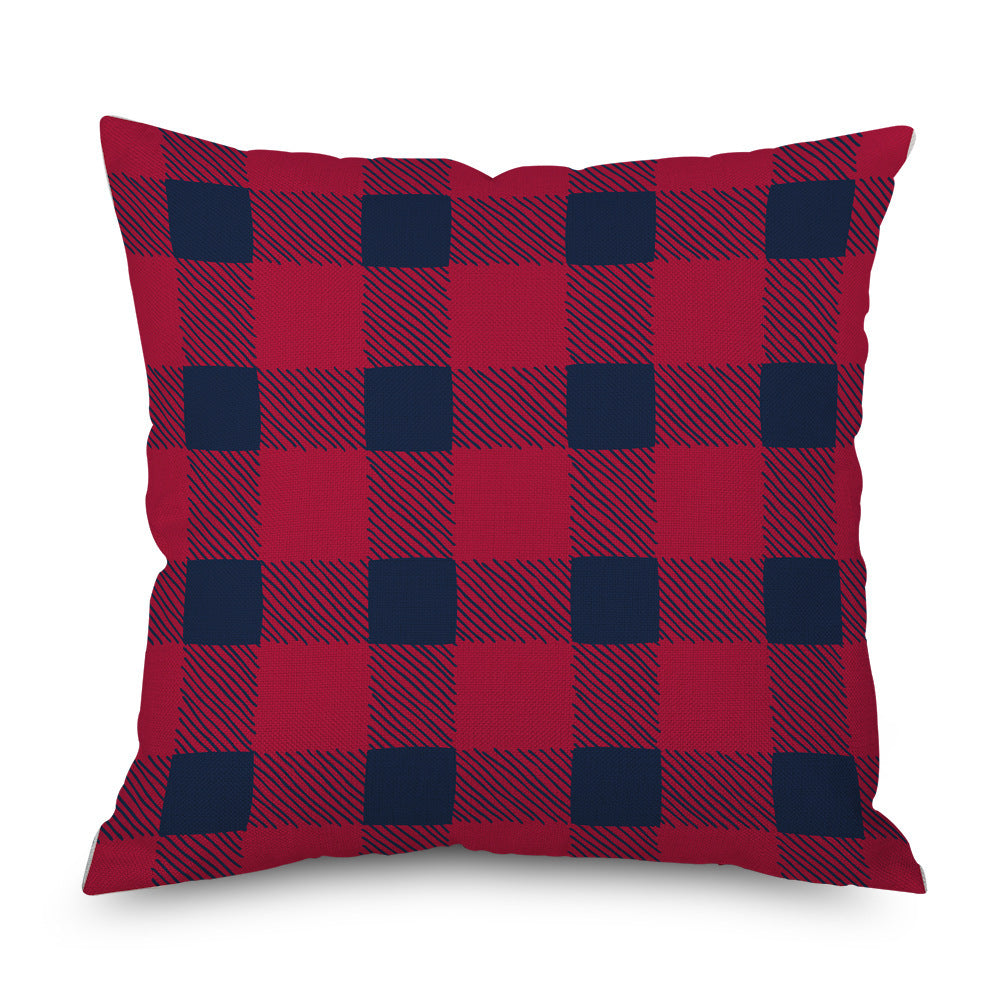 HKM-971923 Linen Christmas Tree Plaid Pillow Cover, 45CM x 45CM, Chemical Fiber