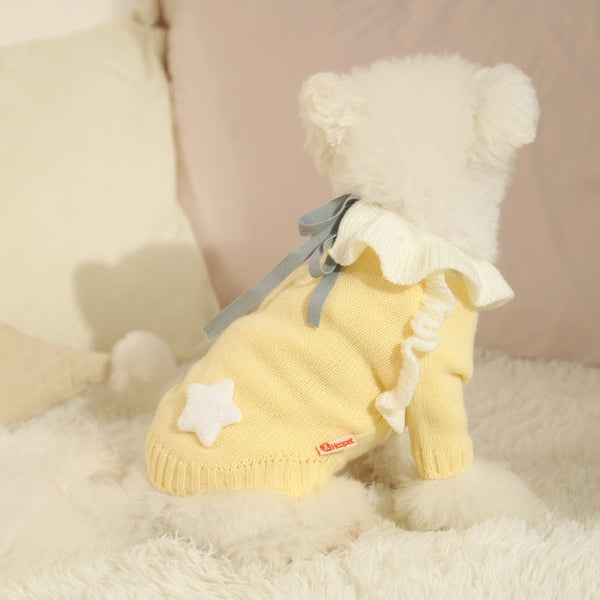 HKM-9719613 Cozy Yellow Acrylic Sweater for Small to Medium Dogs