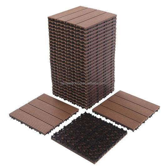 HKM-971987 Modern UV-Resistant WPC Composite Decking Interlocking Tiles for Outdoor Spaces