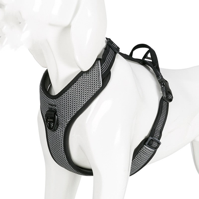 HKM-9720893 Reflective Nylon Chest Strap for Pets - Adjustable Fit in Black, Orange, Green, Gray