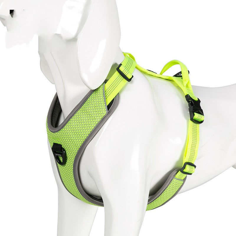 HKM-9720893 Reflective Nylon Chest Strap for Pets - Adjustable Fit in Black, Orange, Green, Gray