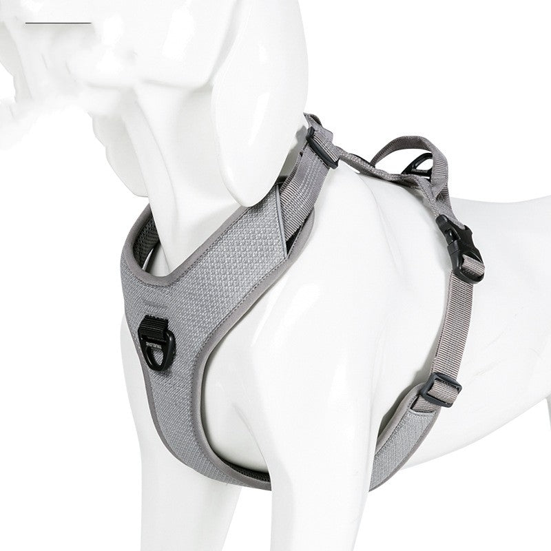 HKM-9720893 Reflective Nylon Chest Strap for Pets - Adjustable Fit in Black, Orange, Green, Gray