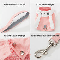 HKM-9721405 Cute Rabbit Design Pet Vest Chest Strap Leash for Cats - Available in S/M/L/XL