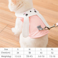 HKM-9721405 Cute Rabbit Design Pet Vest Chest Strap Leash for Cats - Available in S/M/L/XL