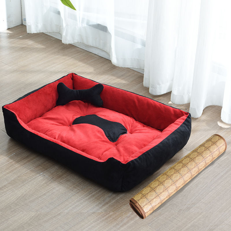 HKM-9721661 Four Seasons Dog Bed with Raised Pillow Edge, Waterproof Oxford Cloth and PP Cotton Filling for Small to Medium Dogs