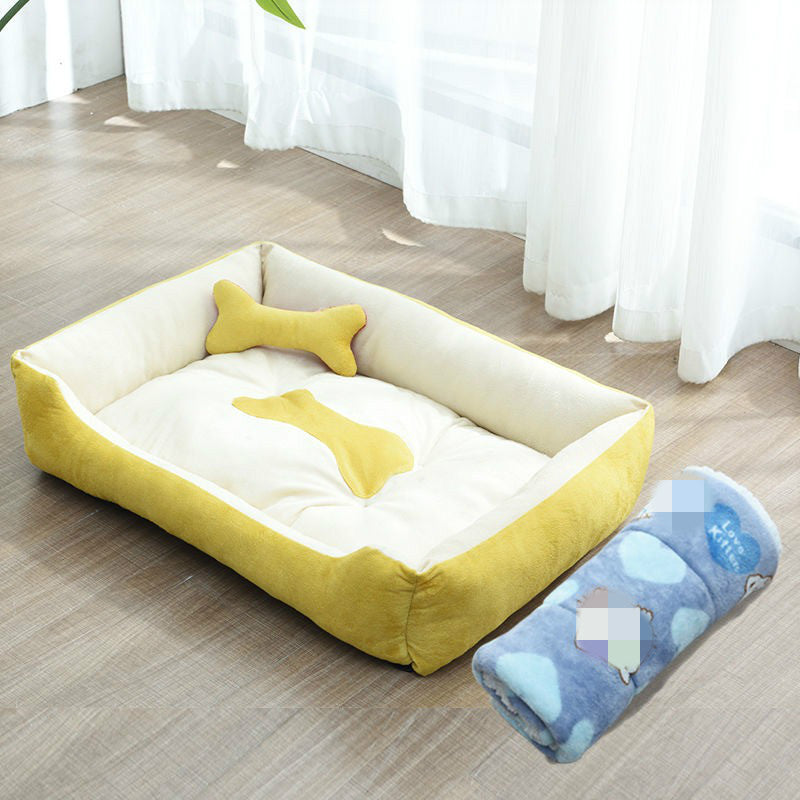 HKM-9721661 Four Seasons Dog Bed with Raised Pillow Edge, Waterproof Oxford Cloth and PP Cotton Filling for Small to Medium Dogs