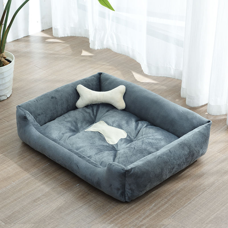 HKM-9721661 Four Seasons Dog Bed with Raised Pillow Edge, Waterproof Oxford Cloth and PP Cotton Filling for Small to Medium Dogs