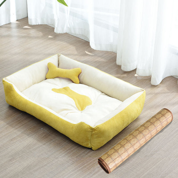 HKM-9721661 Four Seasons Dog Bed with Raised Pillow Edge, Waterproof Oxford Cloth and PP Cotton Filling for Small to Medium Dogs