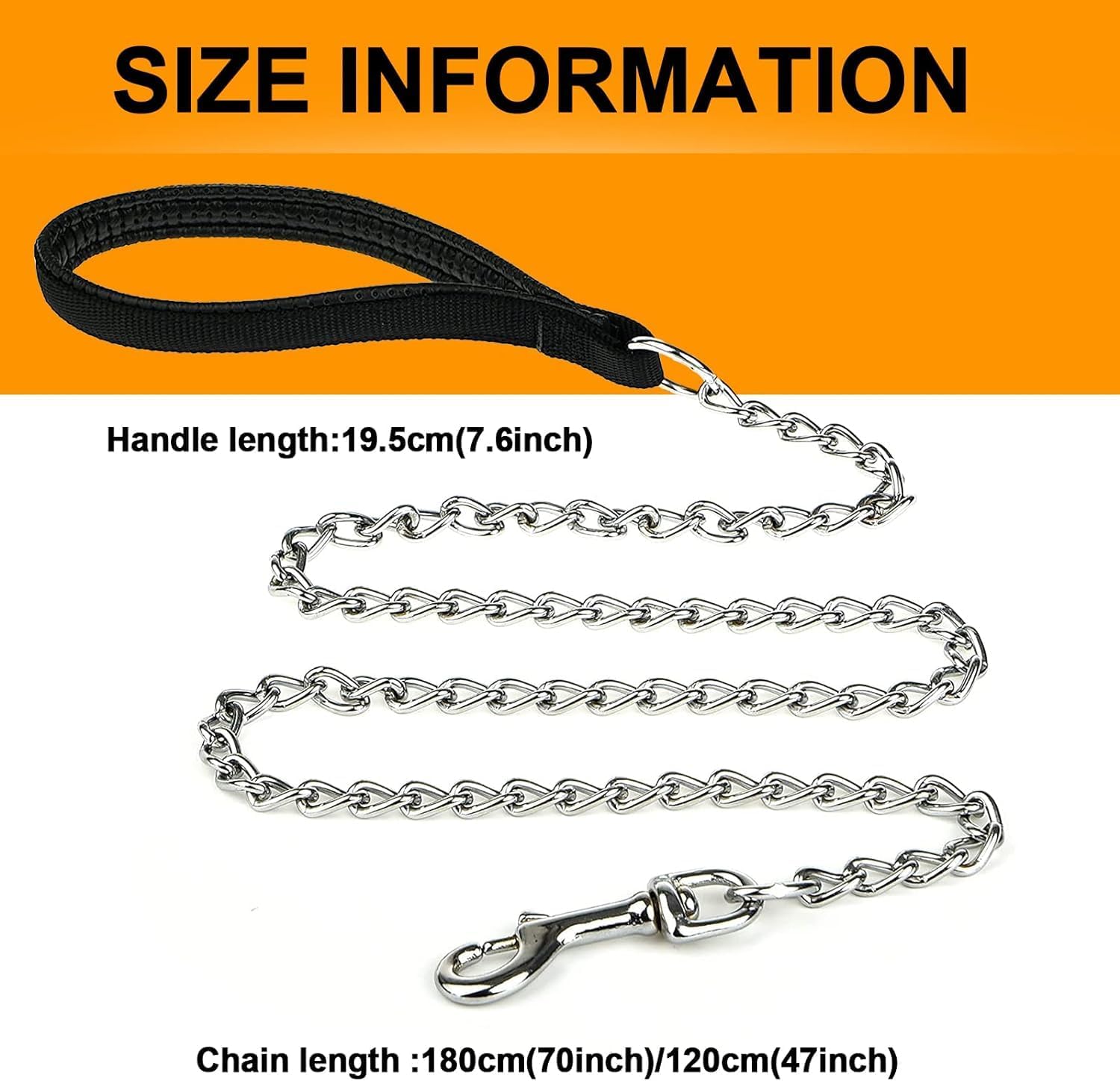 HKM-9723069 Heavy Duty Chew Proof Dog Leash with Soft Padded Handle for Medium to Large Dogs - 120cm Length, 3.0mm Width