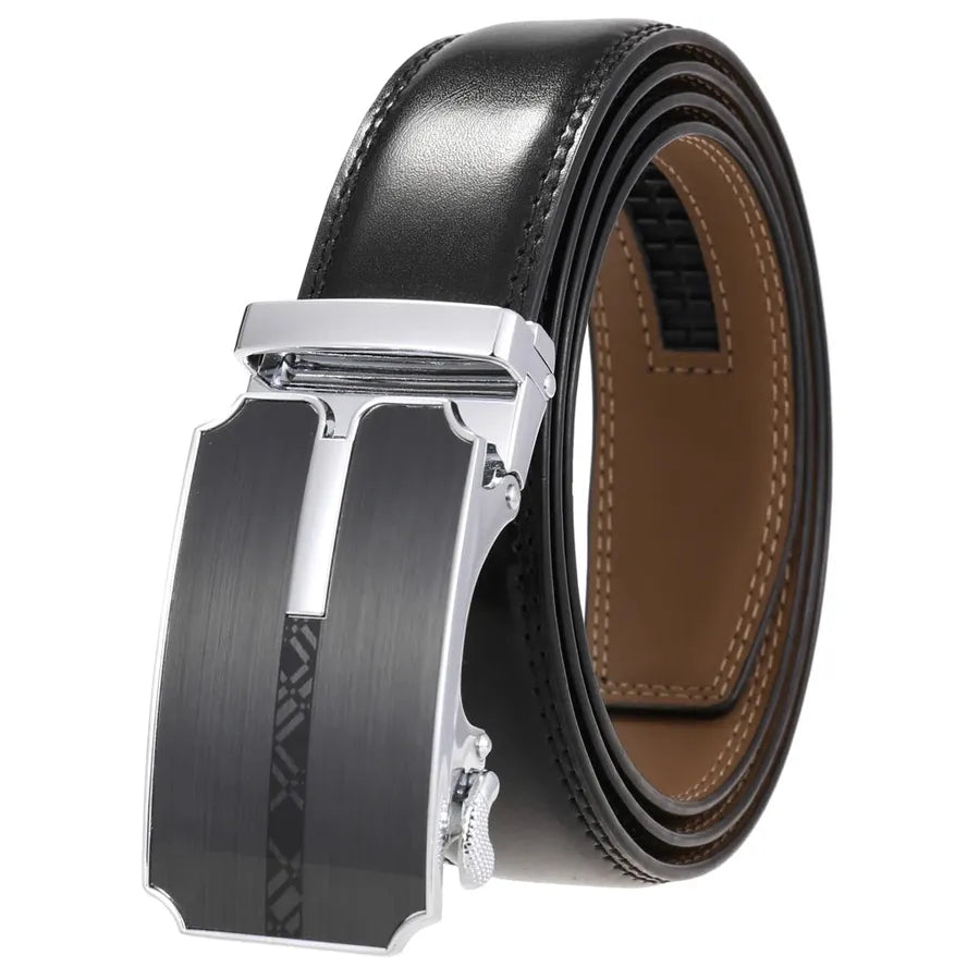 HKM-972499 Custom Leather Ratchet Waist Belt with Pin Buckle for Men - Model LY36-22001-1