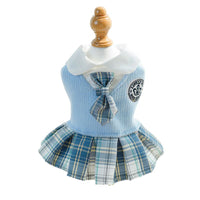 HKM-9726141 Plaid Skirt Dog Dress for Small Pets - Stylish Spring & Autumn Apparel in Multiple Sizes