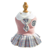 HKM-9726141 Plaid Skirt Dog Dress for Small Pets - Stylish Spring & Autumn Apparel in Multiple Sizes