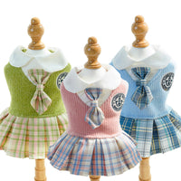 HKM-9726141 Plaid Skirt Dog Dress for Small Pets - Stylish Spring & Autumn Apparel in Multiple Sizes