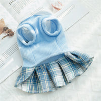 HKM-9726141 Plaid Skirt Dog Dress for Small Pets - Stylish Spring & Autumn Apparel in Multiple Sizes