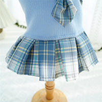 HKM-9726141 Plaid Skirt Dog Dress for Small Pets - Stylish Spring & Autumn Apparel in Multiple Sizes