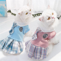 HKM-9726141 Plaid Skirt Dog Dress for Small Pets - Stylish Spring & Autumn Apparel in Multiple Sizes