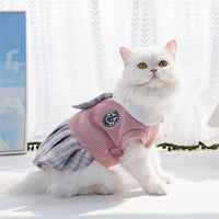 HKM-9726141 Plaid Skirt Dog Dress for Small Pets - Stylish Spring & Autumn Apparel in Multiple Sizes